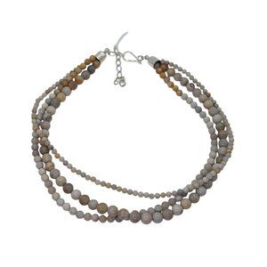 Vintage Jay King Sterling Silver  Agate Multi Strand Necklace 18-20"  67.9g DTR